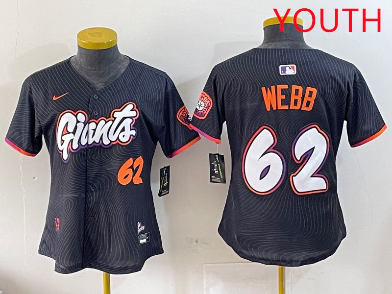 Youth San Francisco Giants #62 Webb Black Joint Name Nike 2025 MLB Jersey style 8->youth mlb jersey->Youth Jersey